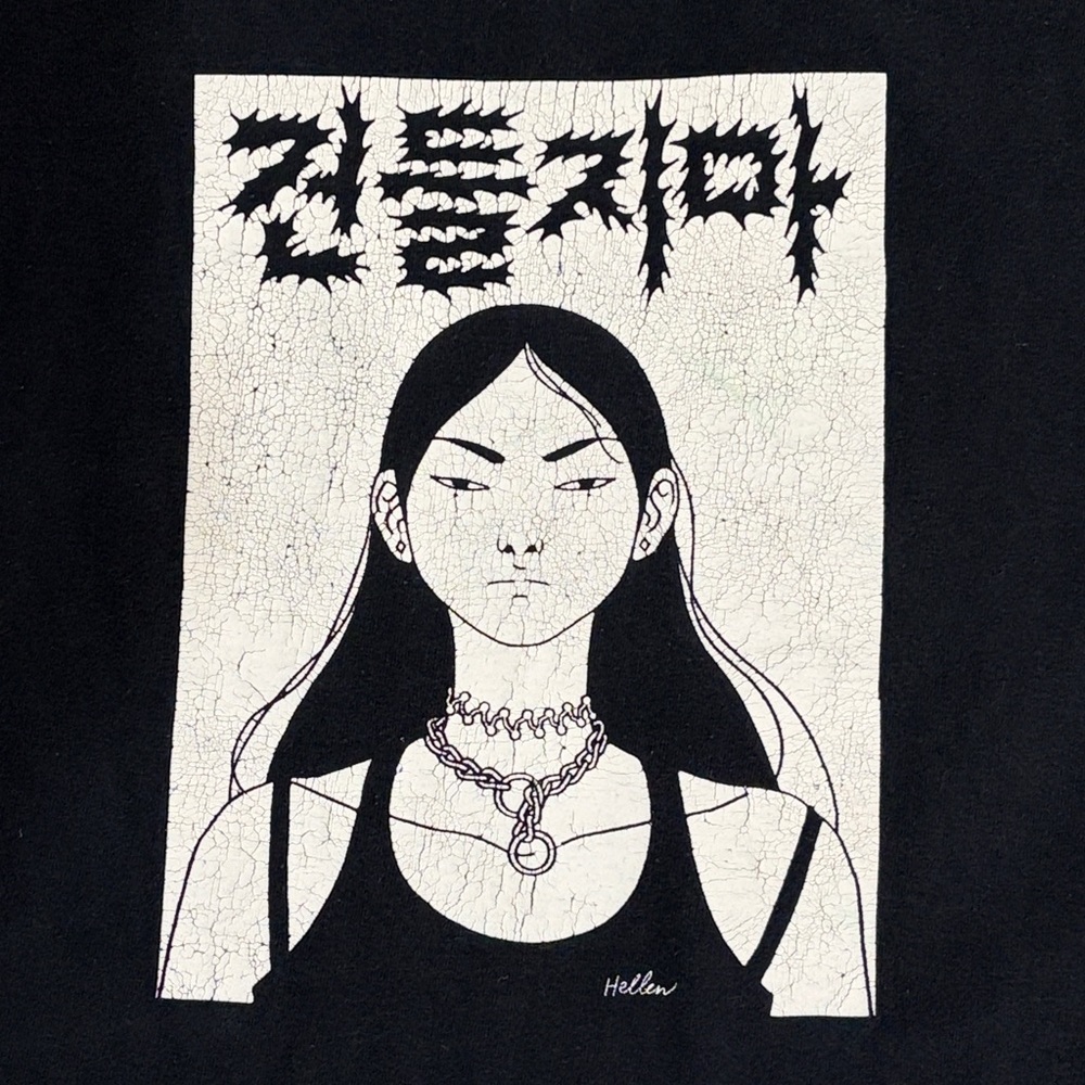 Don't Touch Me Black T Shirt Size M Hellen Jo Art to Wear Empowered Women Face - Picture 1 of 10